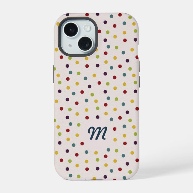 Funky Colorful Dots Pattern Monogram Iphone Case (Back)