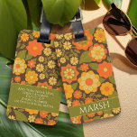 Funky Colorful Earthy Floral Pattern - Monogram Luggage Tag<br><div class="desc">A fun floral pattern in gold, sage green, orange and yellow with a cozy, cottagecore pattern. Add a monogram to this girly, floral design. If your art still needs to be adjusted, click on the Customize This button. This will take you to a design area where you can move things...</div>