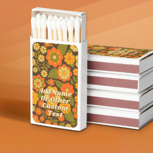 Funky Colorful Earthy Floral Pattern - Monogram Matchboxes