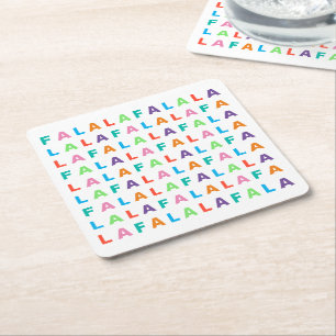 Funky Colorful Fun FA LA LA Holiday Season Square Paper Coaster