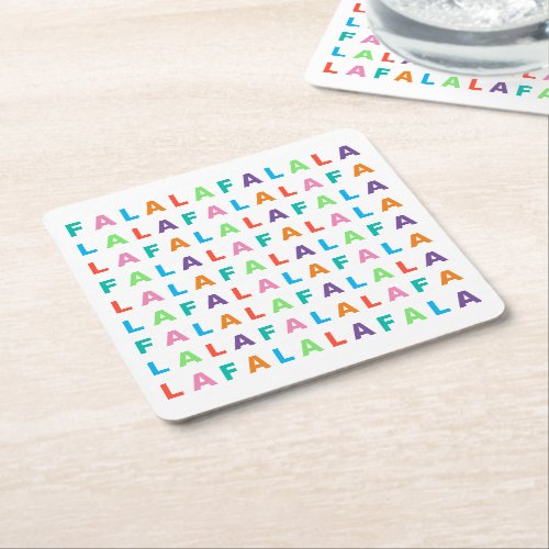 Funky Colorful Fun FA LA LA Holiday Season Square Paper Coaster