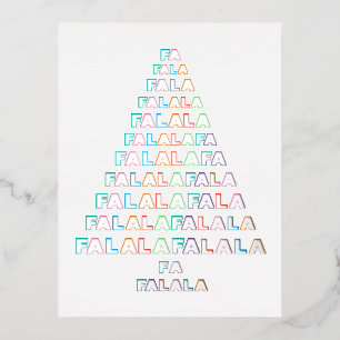 Funky Colorful Fun FA LA LA Seasonal Silver Gold Foil Holiday Postcard