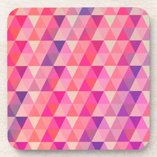 Funky Colorful Geometric Triangles Pattern Coaster (Front)