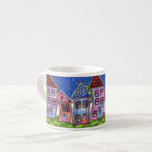 Funky Colorful Houses Espresso Cup