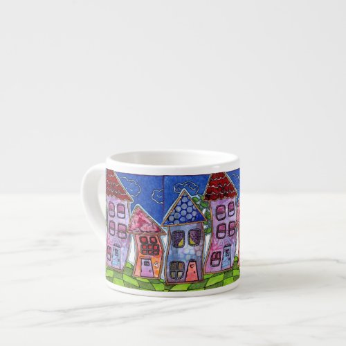 Funky Colorful Houses Espresso Cup