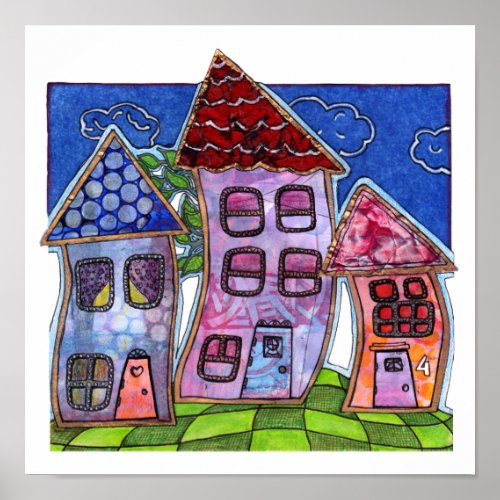 Funky Colorful Houses Poster