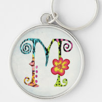 Funky Colorful Letter M Monogram Keychain