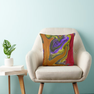 Funky Colorful Liquid Wave Throw Pillow