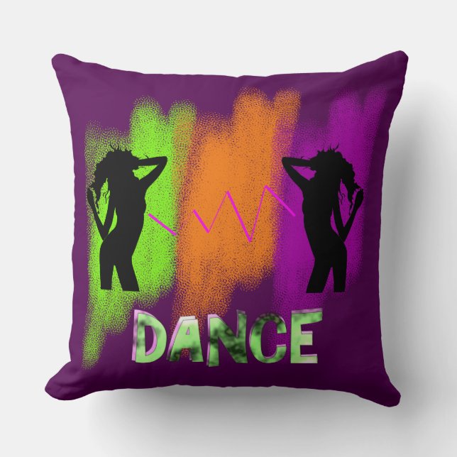 Funky Colorful Modern Pop Art Dance Theme Throw Pillow (Front)