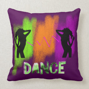 Funky Colorful Modern Pop Art Dance Theme Throw Pillow