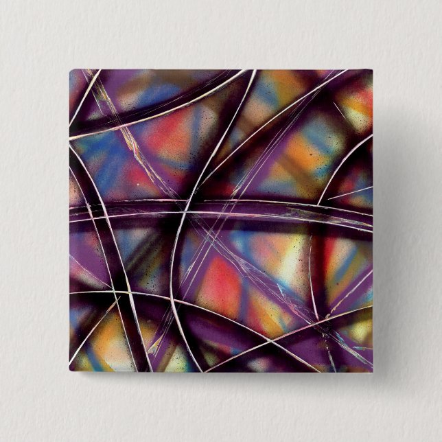 Funky Colorful Overlapping Lines Button (Front)
