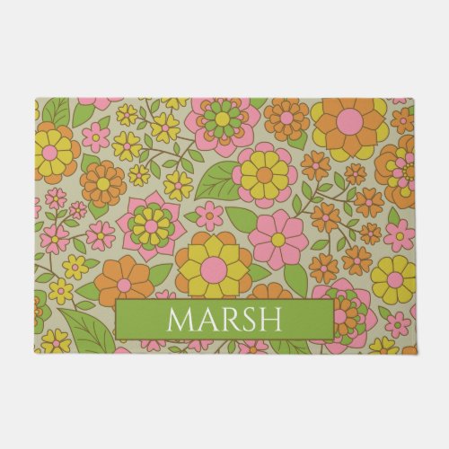 Funky Colorful Pastel Floral Pattern _ Family Doormat