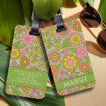 Funky Colorful Pastel Floral Pattern - Monogram Luggage Tag<br><div class="desc">A fun floral pattern in pink, sage green, orange and yellow with a cozy, cottagecore pattern. Add a monogram to this girly, floral design. If your art still needs to be adjusted, click on the Customize This button. This will take you to a design area where you can move things...</div>