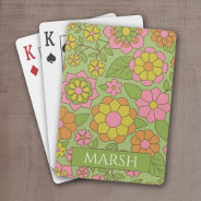 Funky Colorful Pastel Floral Pattern - Monogram Playing Cards at Zazzle