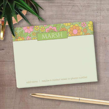 Funky Colorful Pastel Floral Pattern - Monogram Post-it Notes by MarshEnterprises at Zazzle
