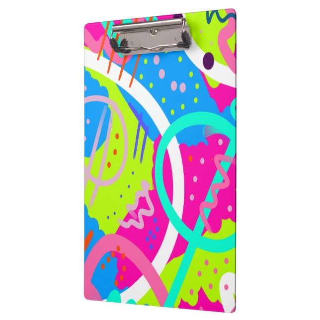Funky Colorful Pop Art  Clipboard (Left)