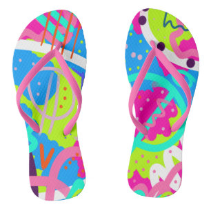 Funky Colorful Pop Art  Flip Flops