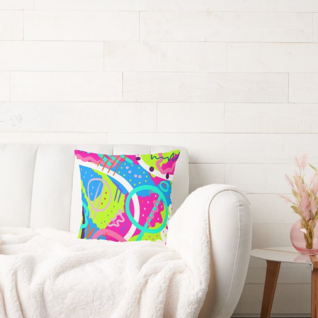 Funky Colorful Pop Art  Throw Pillow (Couch)
