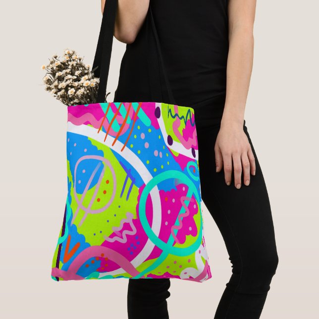Funky Colorful Pop Art  Tote Bag (Close Up)