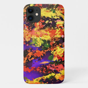 Funky Colorful Rainbow Abstract Splash Paint Art iPhone 11 Case