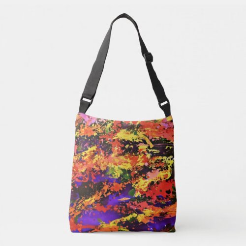 Funky Colorful Rainbow Abstract Splash Paint Art Crossbody Bag