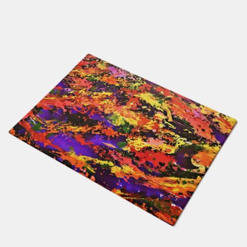 Funky Colorful Rainbow Abstract Splash Paint Art Doormat