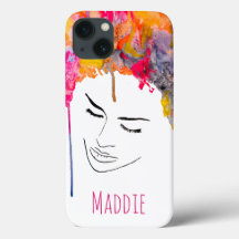 Funky colorful rainbow lady art