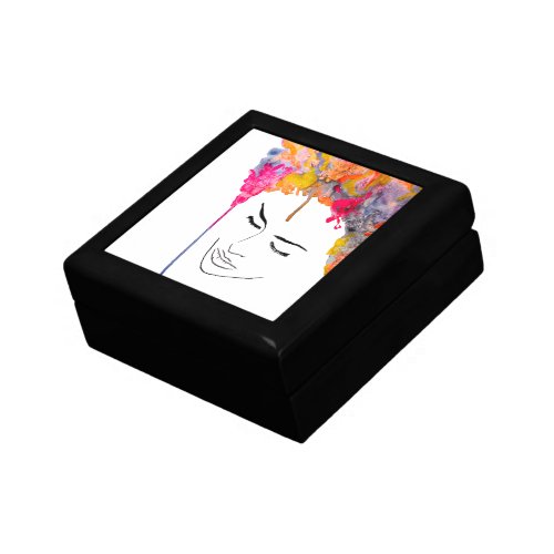 Funky colorful rainbow lady art gift box