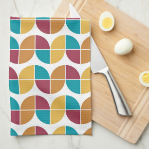 Funky Colorful Retro 70s Vintage Geometric Pattern Kitchen Towel