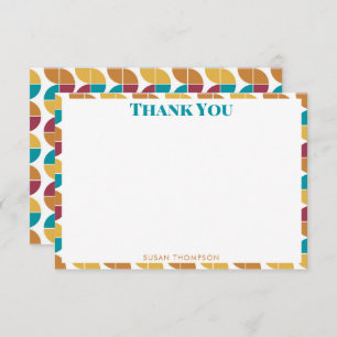 Funky Colorful Retro 70s Vintage Geometric Pattern Thank You Card