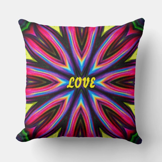 Funky Colorful Retro style  Throw Pillow (Front)