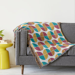 Funky Colorful Retro Vintage Geometric Pattern Throw Blanket