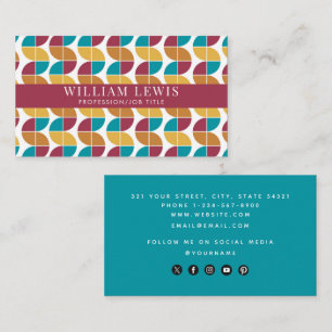 Funky Colorful Retro Vintage Social Media Icons Business Card