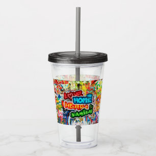 Funky Colorful Streetart Graffiti Love Home Heart Acrylic Tumbler