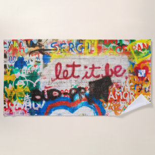 Funky Colorful Streetart Graffiti Love Home Heart Beach Towel