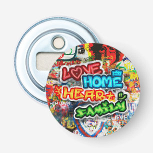 Funky Colorful Streetart Graffiti Love Home Heart Bottle Opener