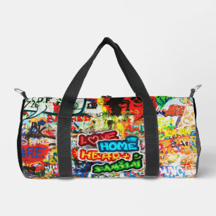 Funky Colorful Streetart Graffiti Love Home Heart Duffle Bag