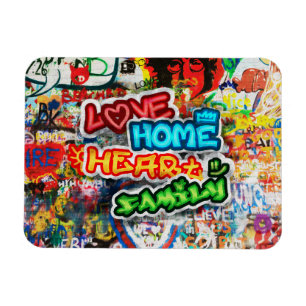 Funky Colorful Streetart Graffiti Love Home Heart Magnet
