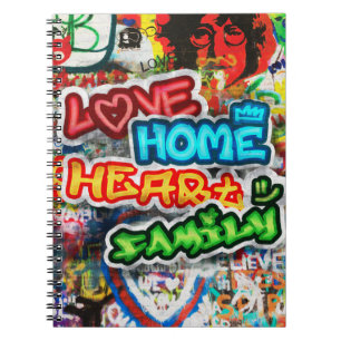 Funky Colorful Streetart Graffiti Love Home Heart Notebook