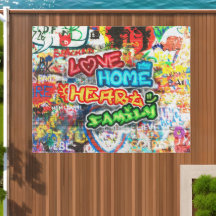 Funky Colorful Streetart Graffiti Love Home Heart