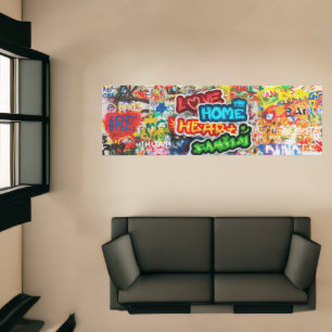 Funky Colorful Streetart Graffiti Love Home Heart Runner