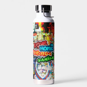 Funky Colorful Streetart Graffiti Love Home Heart Water Bottle