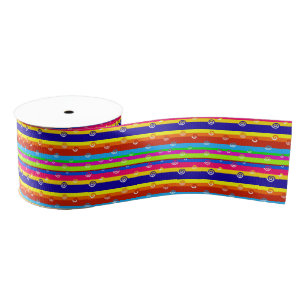 Funky Colorful Stripes Grosgrain Ribbon