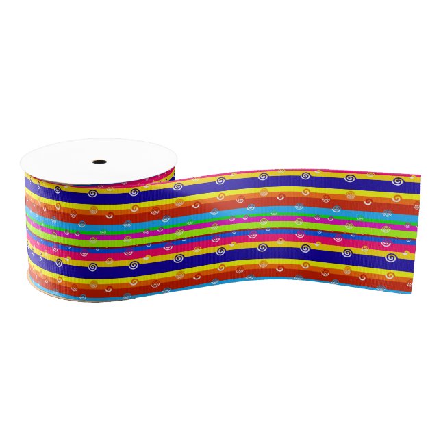 Funky Colorful Stripes Grosgrain Ribbon (Spool)