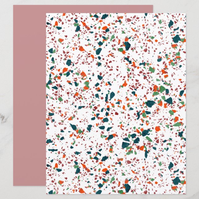 Funky Colorful Terrazzo Art Scrapbook Paper (Front/Back)