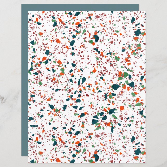 Funky Colorful Terrazzo Art Scrapbook Paper (Front/Back)