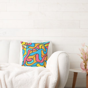 Funky Colors Abstract Throw Pillow