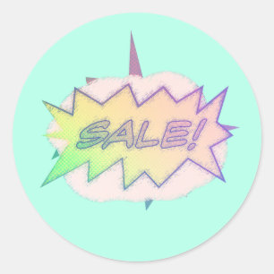 Funky Comic Starburst Sale Sticker - Eye-catching