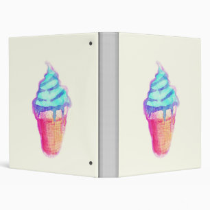 Funky Cool Drippy Ice Cream Cone in Watercolors 3 Ring Binder