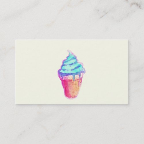 Funky Cool Drippy Ice Cream Cone in Watercolors Business Card